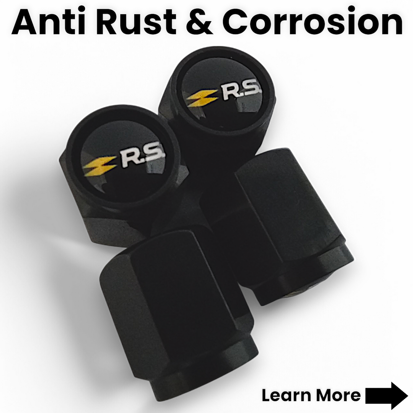 Renault R.S. Dust Caps x 8 New Logo Anti Rust & Corrosion - Plastic R.S. Tyre Valve Caps