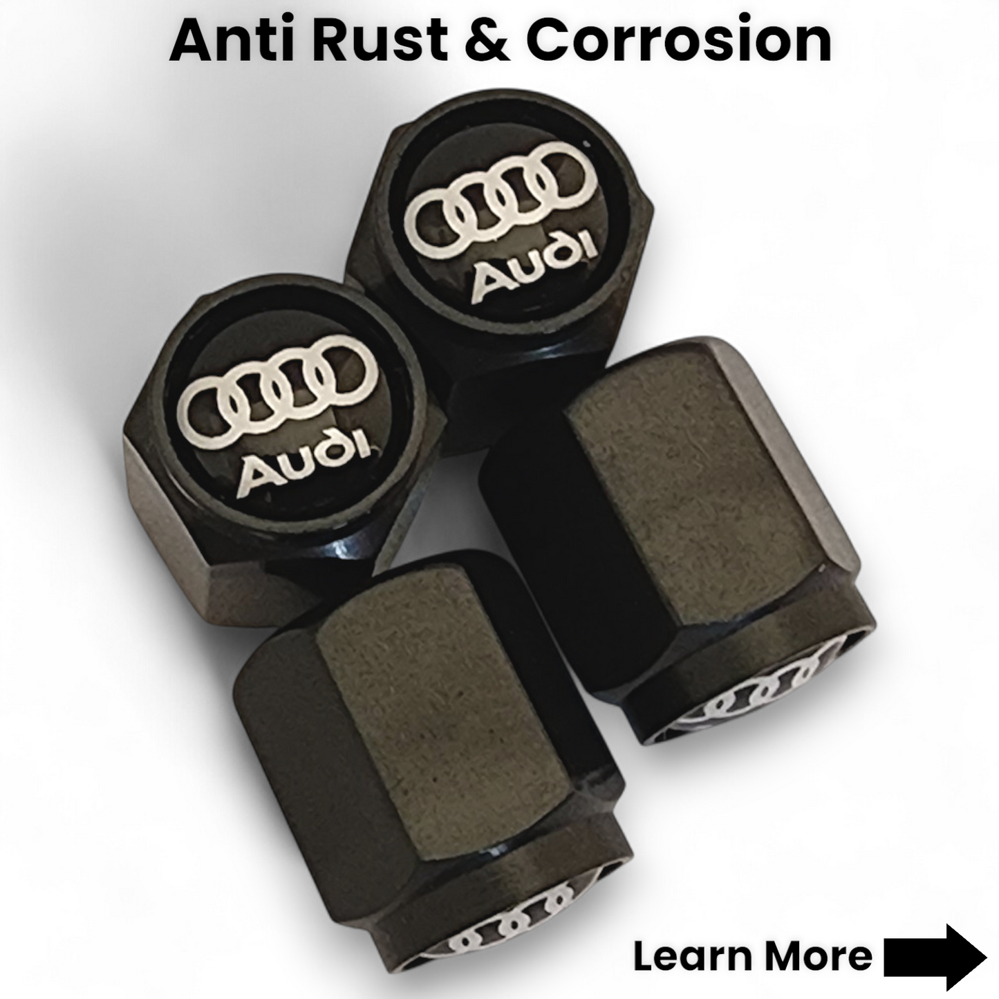 Audi Dust Caps x 8 Anti Rust & Corrosion - Plastic Audi Tyre Valve Caps
