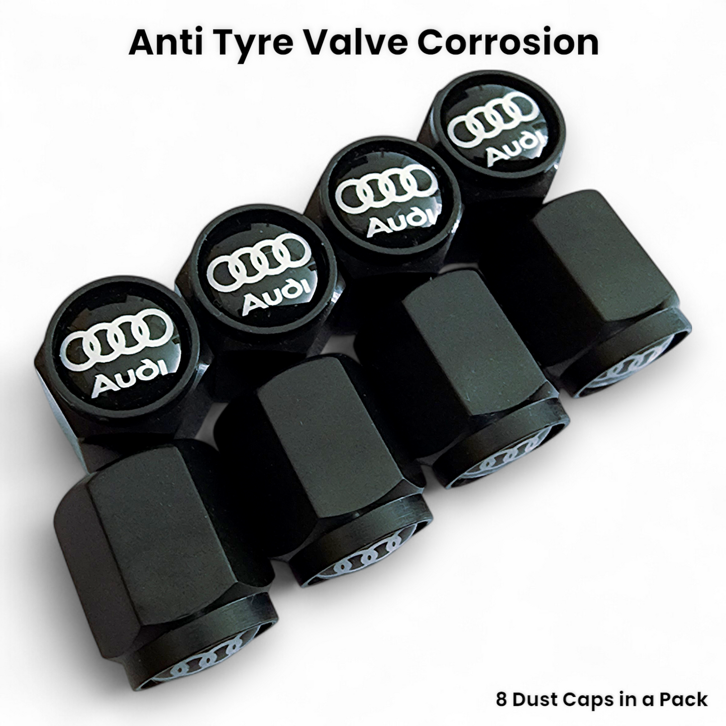 Audi Dust Caps x 8 Anti Rust & Corrosion - Plastic Audi Tyre Valve Caps