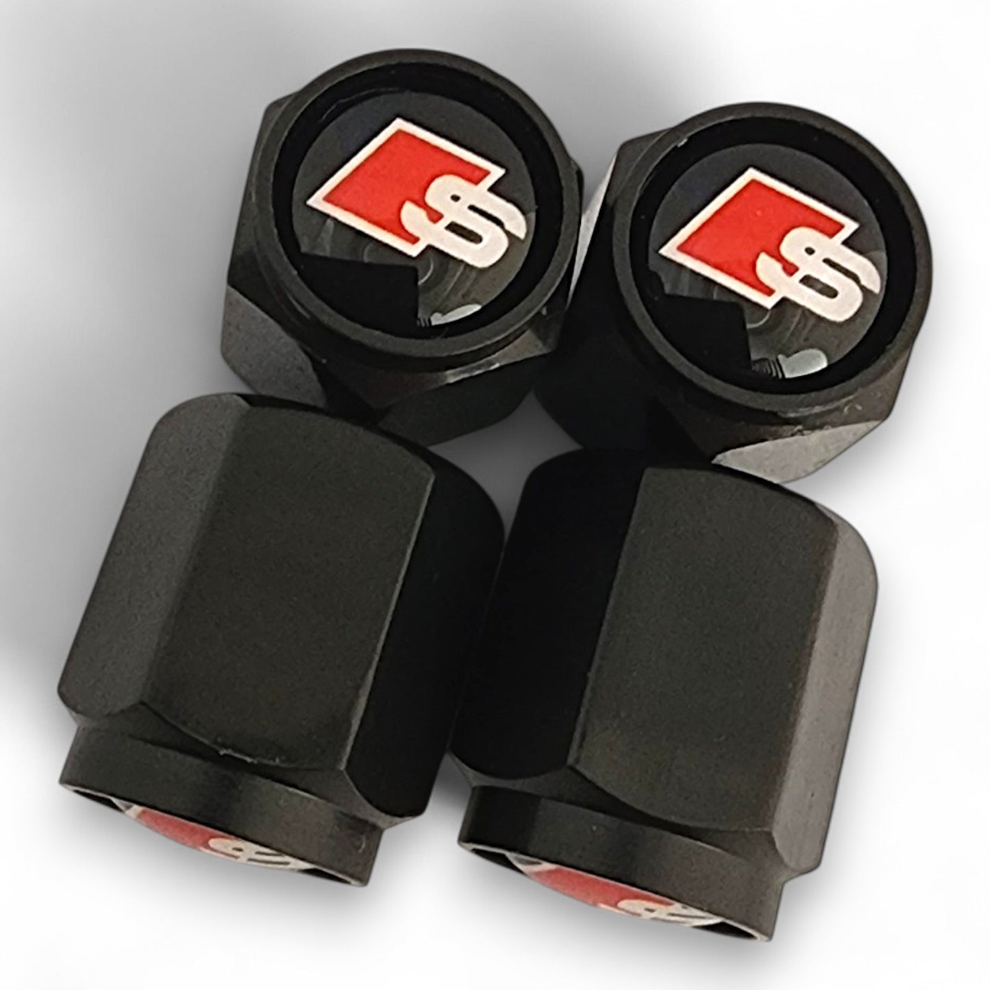 Audi Dust Caps x 8 - S & S Line Anti Rust & Corrosion - Plastic Audi Tyre Valve Caps