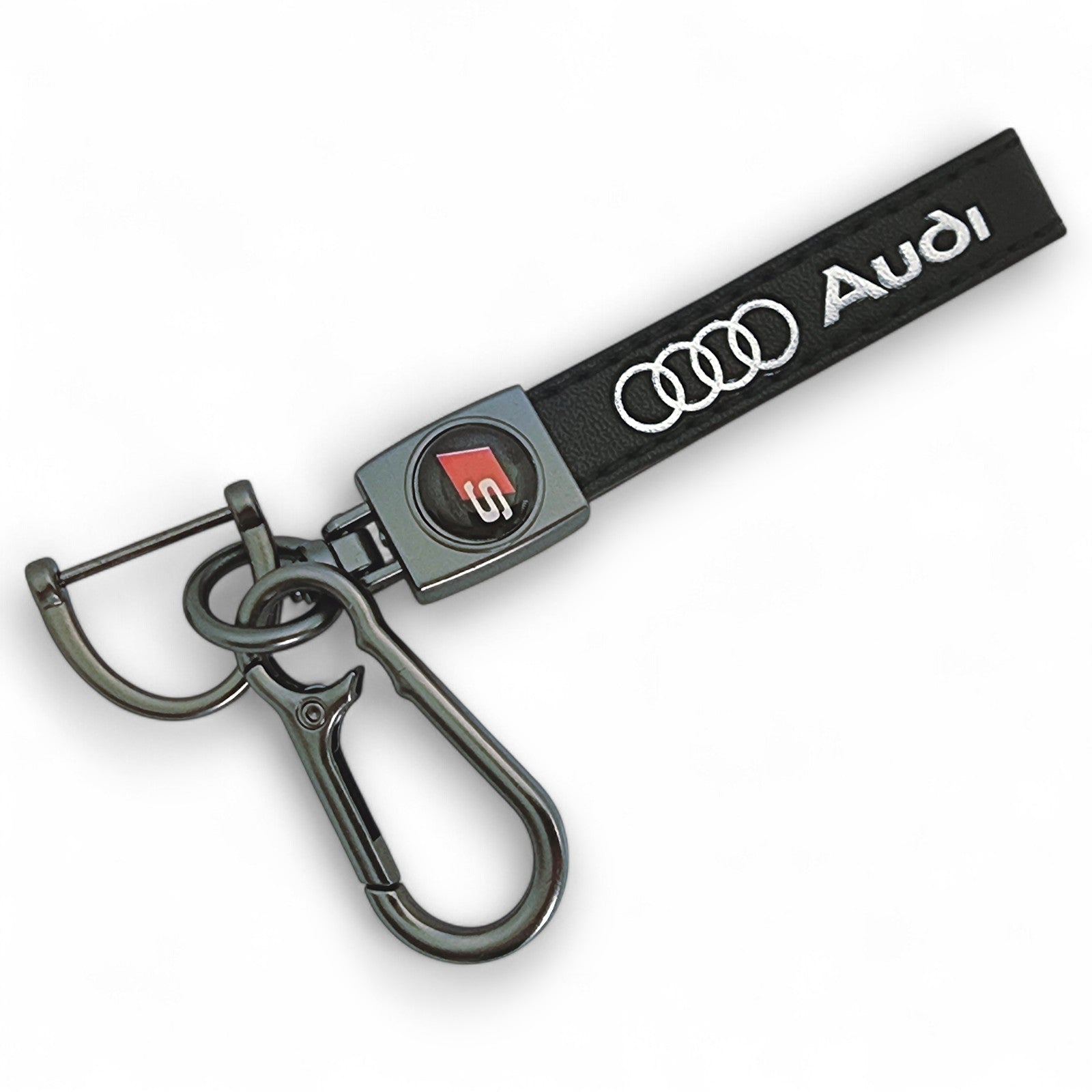 M Sport Luxury Leather Keychain & 4 Valve Dust Caps – Black, 5-Piece Set, UK