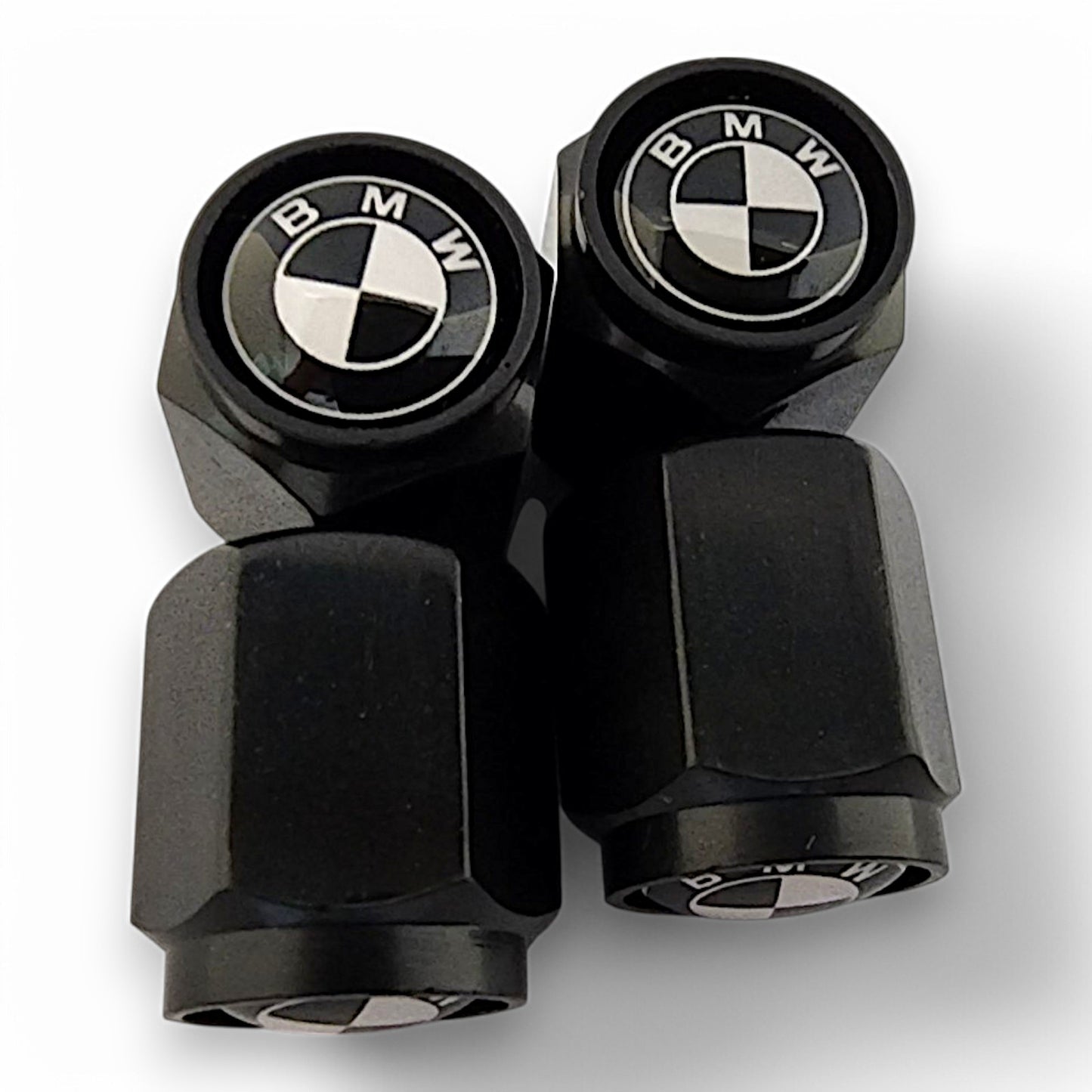 BMW Dust Caps x 8 - Black Logo Anti Rust & Corrosion - Plastic BMW Tyre Valve Caps