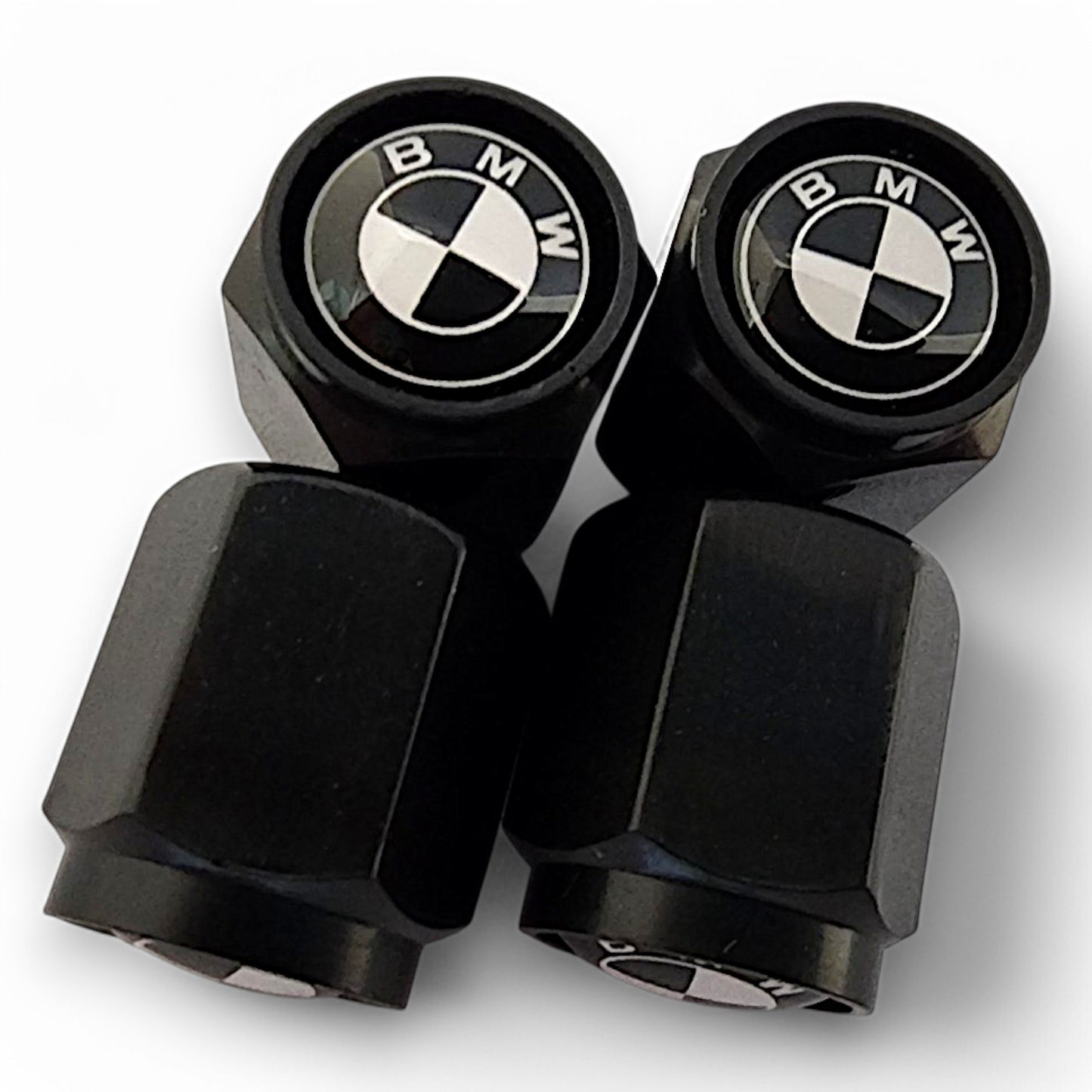 BMW Dust Caps x 8 - Black Logo Anti Rust & Corrosion - Plastic BMW Tyre Valve Caps