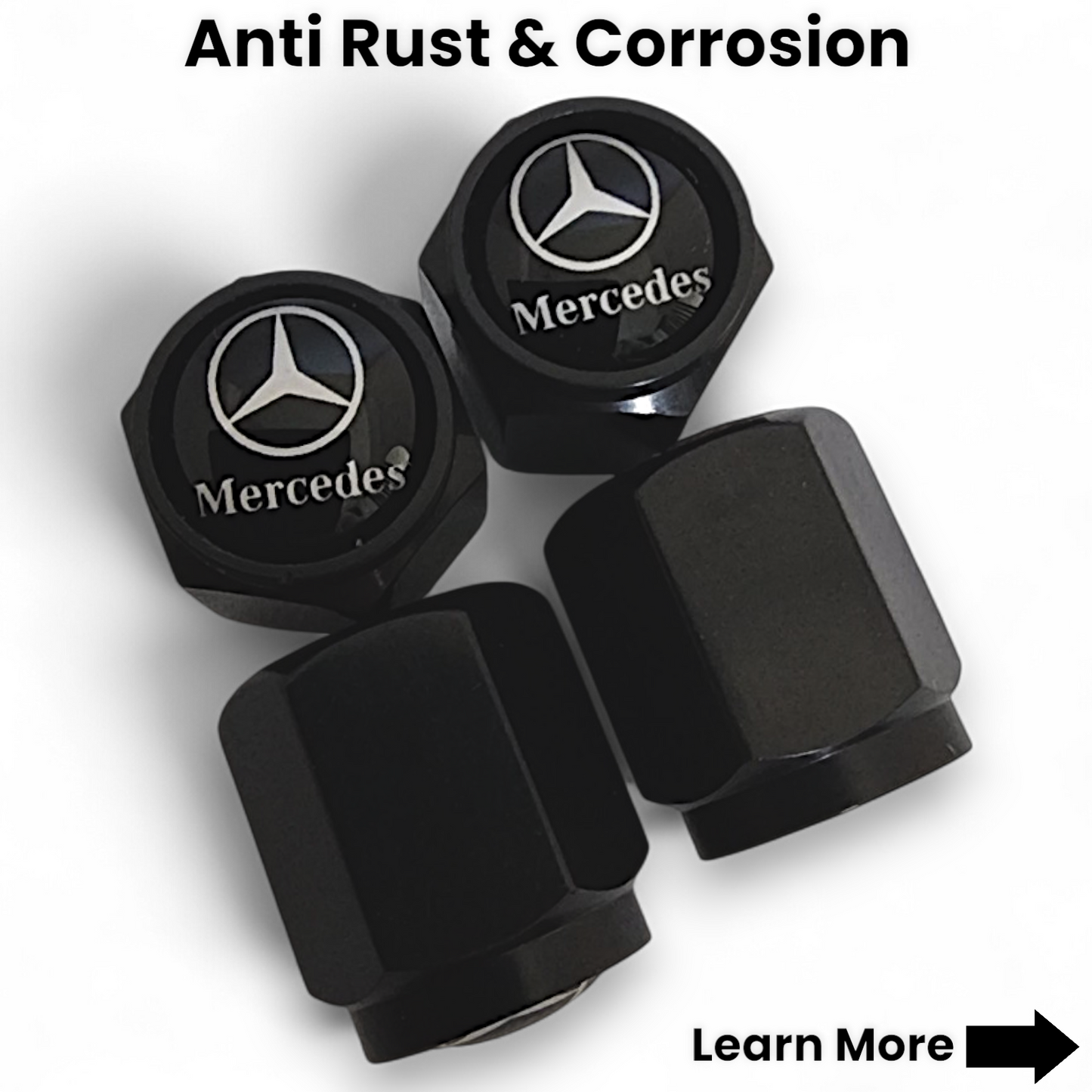 Mercedes Benz Dust Caps x 8 Anti Rust & Corrosion - Plastic Mercedes Tyre Valve Caps