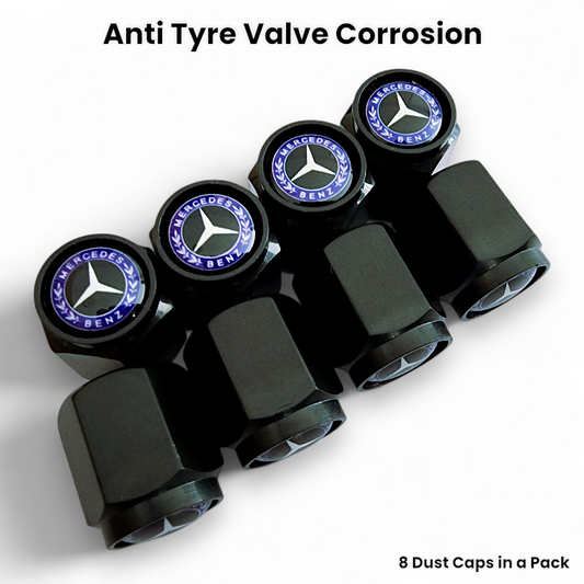 Mercedes Benz Dust Caps x 8 Anti Rust & Corrosion - Plastic Mercedes Tyre Valve Caps