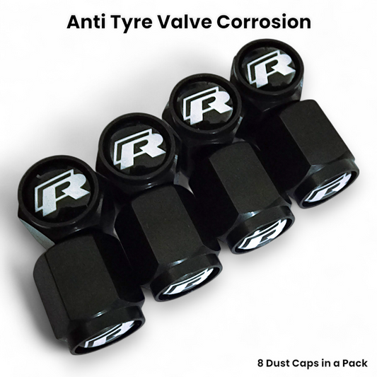 VW R Dust Caps x 8 Anti Rust & Corrosion - R Line Tyre Valve Caps