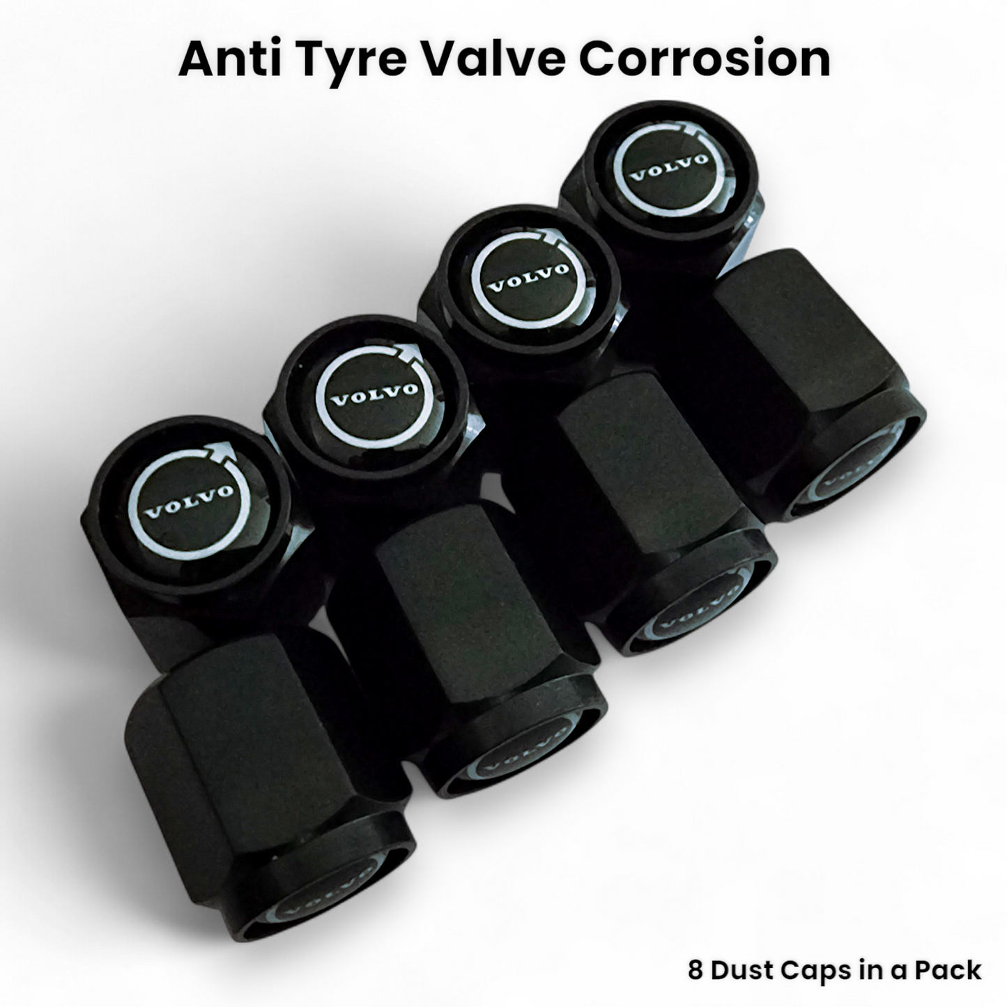 Volvo Dust Caps x 8 Anti Rust & Corrosion - Volvo Tyre Valve Caps