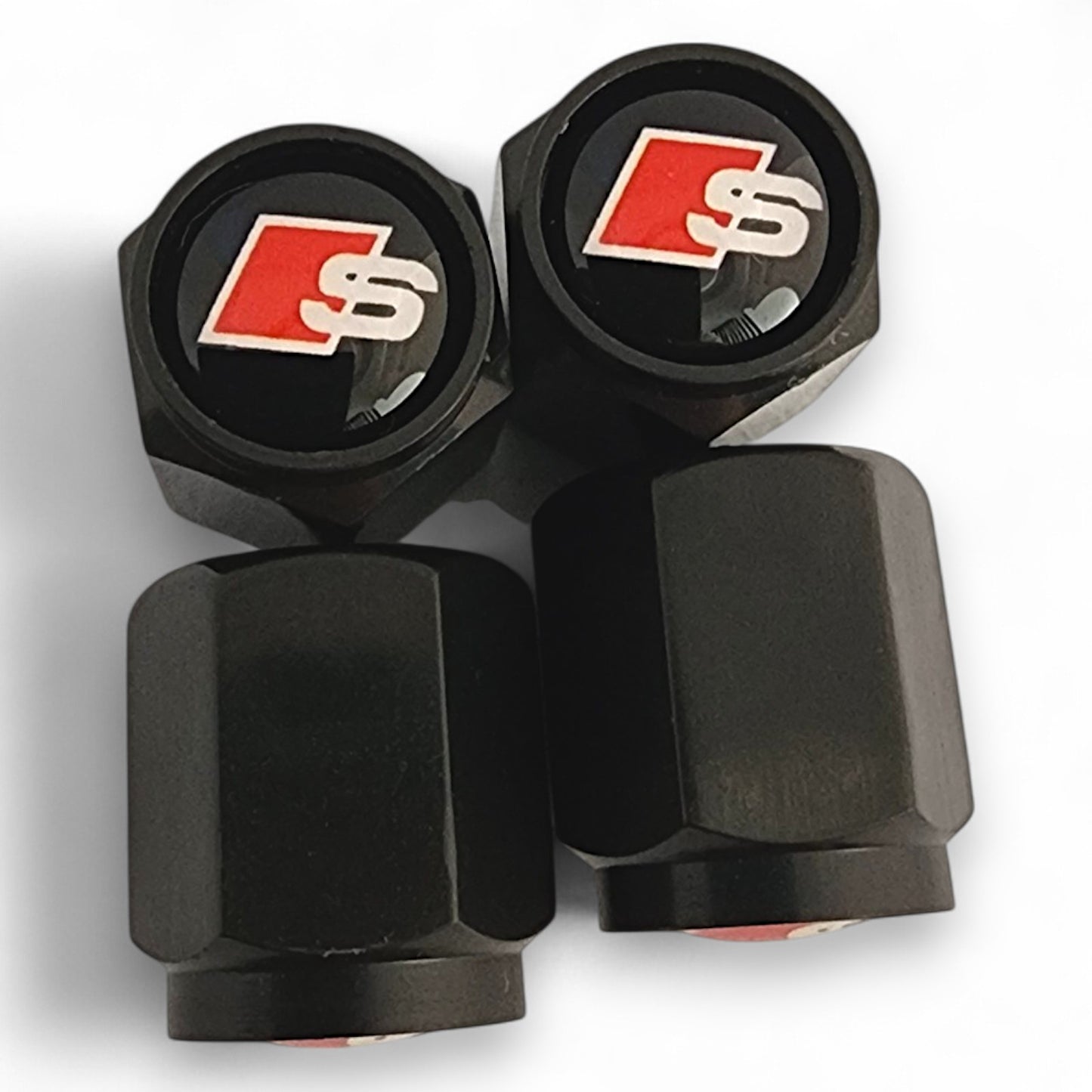 Audi Dust Caps x 8 - S & S Line Anti Rust & Corrosion - Plastic Audi Tyre Valve Caps