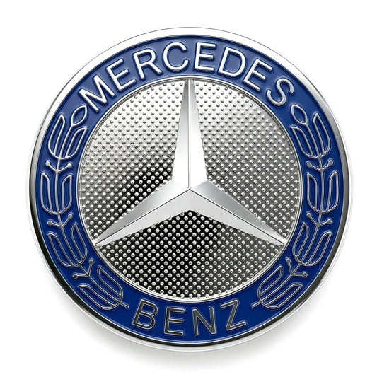 Mercedes Bonnet Badge Blue & Silver