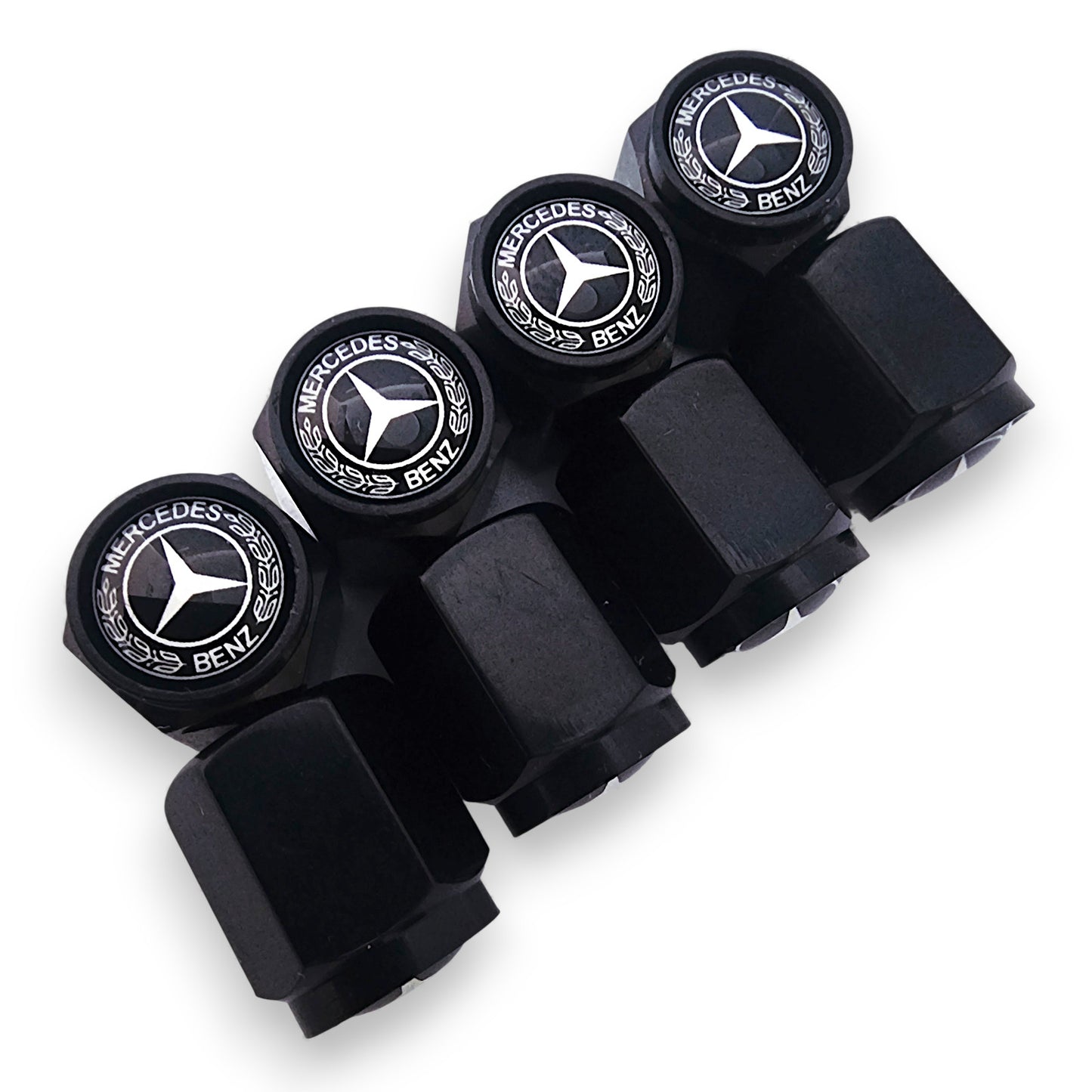 Mercedes Benz Dust Caps x 8 White Logo Anti Rust & Corrosion - Plastic Mercedes Tyre Valve Caps