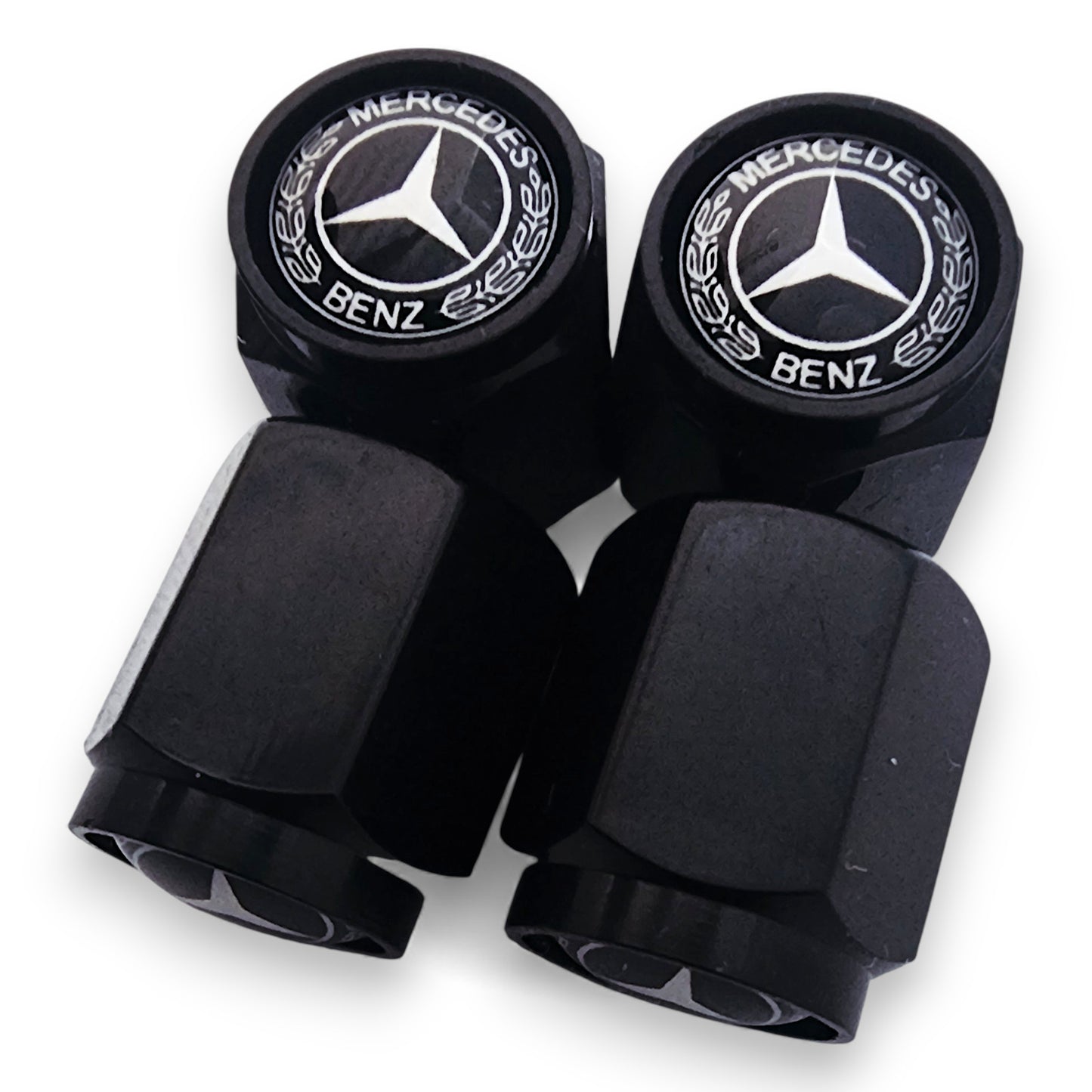 Mercedes Benz Dust Caps x 8 White Logo Anti Rust & Corrosion - Plastic Mercedes Tyre Valve Caps