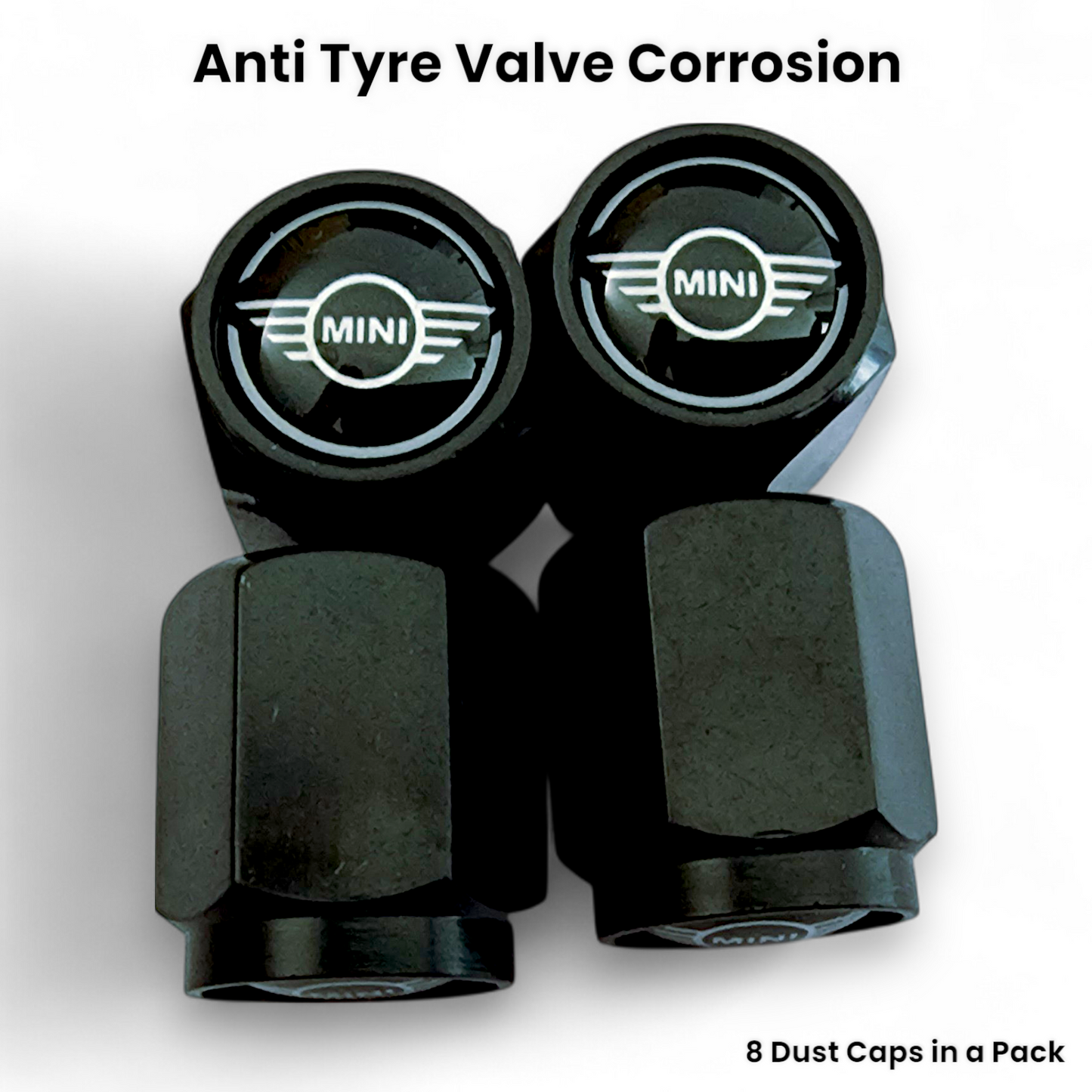 Mini Dust Caps x 8 Anti Rust & Corrosion - Mini Tyre Valve Caps