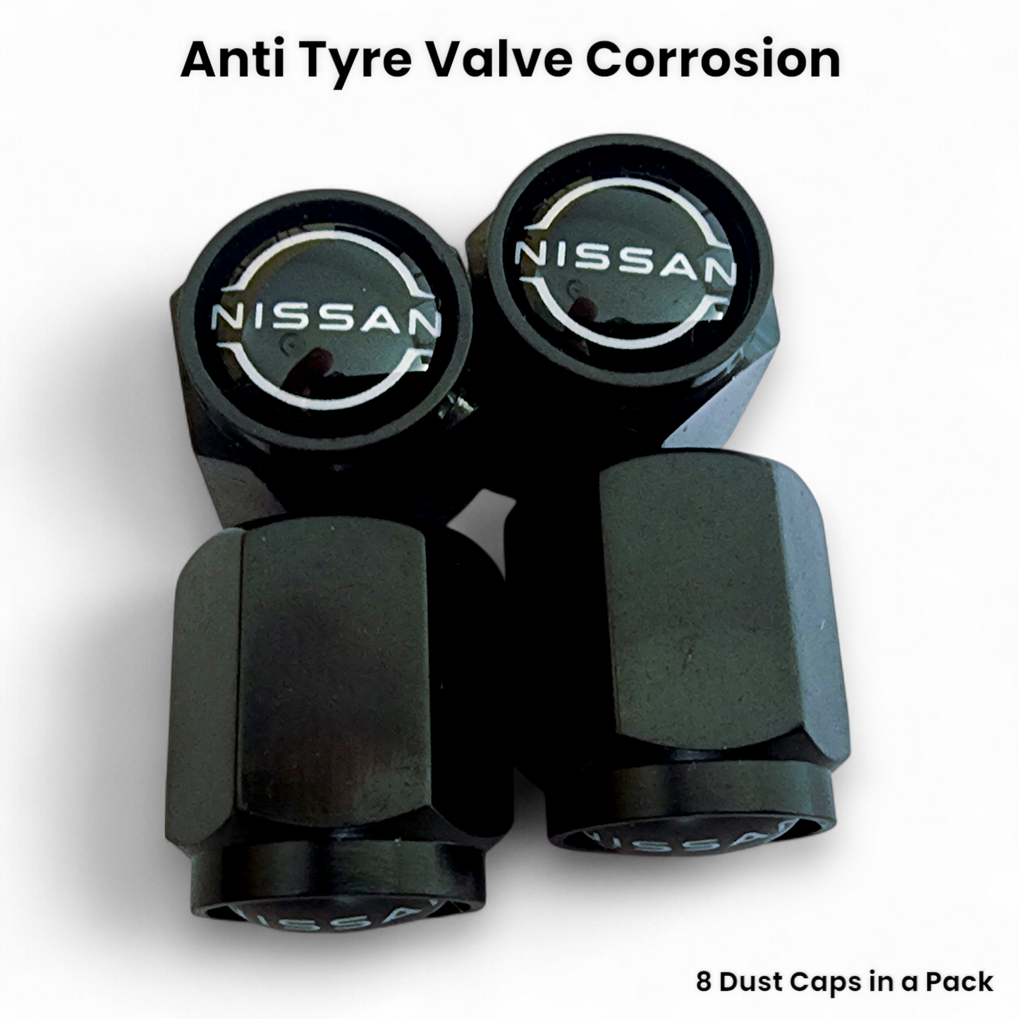 Nissan Dust Caps x 8 Anti Rust & Corrosion - Nissan Tyre Valve Caps